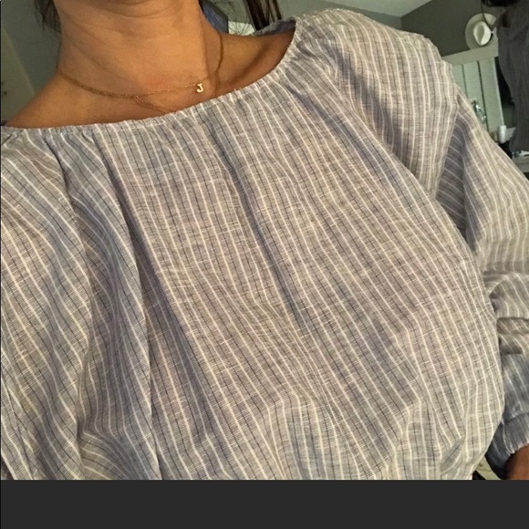 Zara blue & white strip crop blouse size XS - Picture 11 of 11